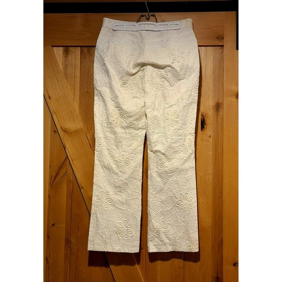 Vtg Ralph Lauren Purple Label Womens 4 Embroidered White Floral Cotton Boho Pant - Picture 1 of 12